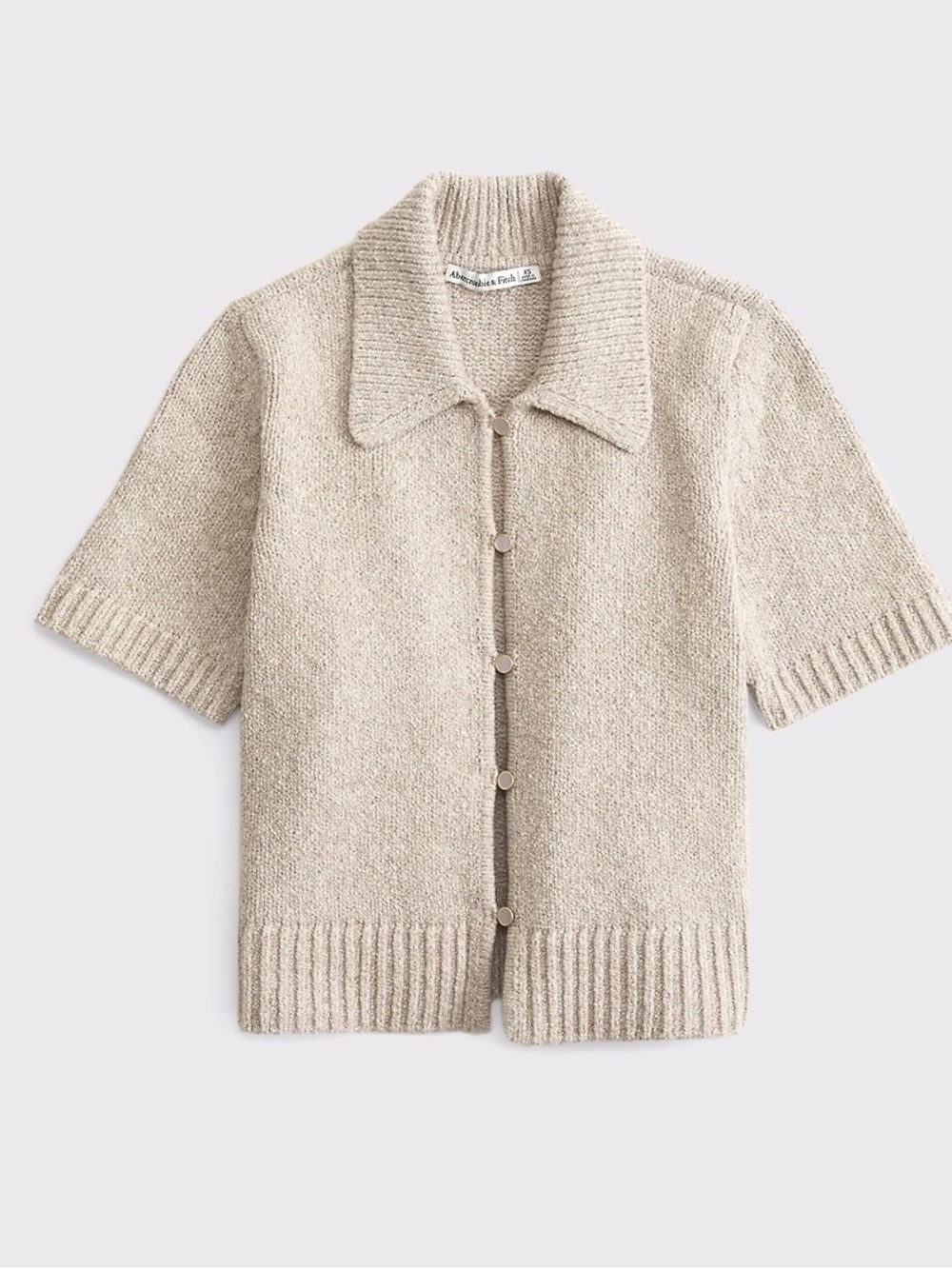 NWT Abercrombie & Fitch Short-Sleeve Button Knit Cardigan - Beige